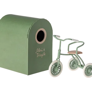 Vélo vert pour souris et son abri