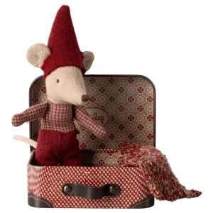 Souris de Noël bébé dans sa valise