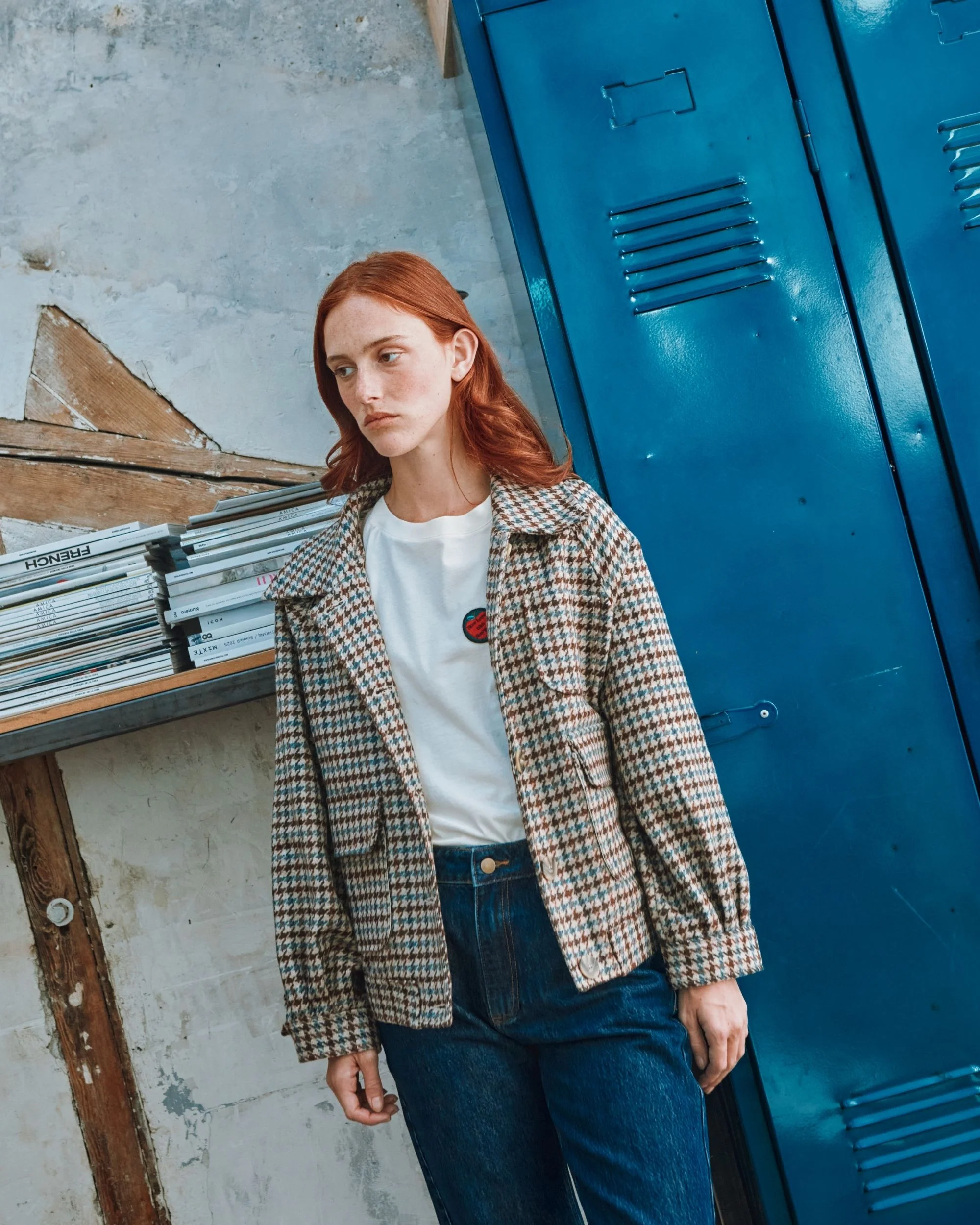 Blouson - Pied de coq beige et marron – Image 6
