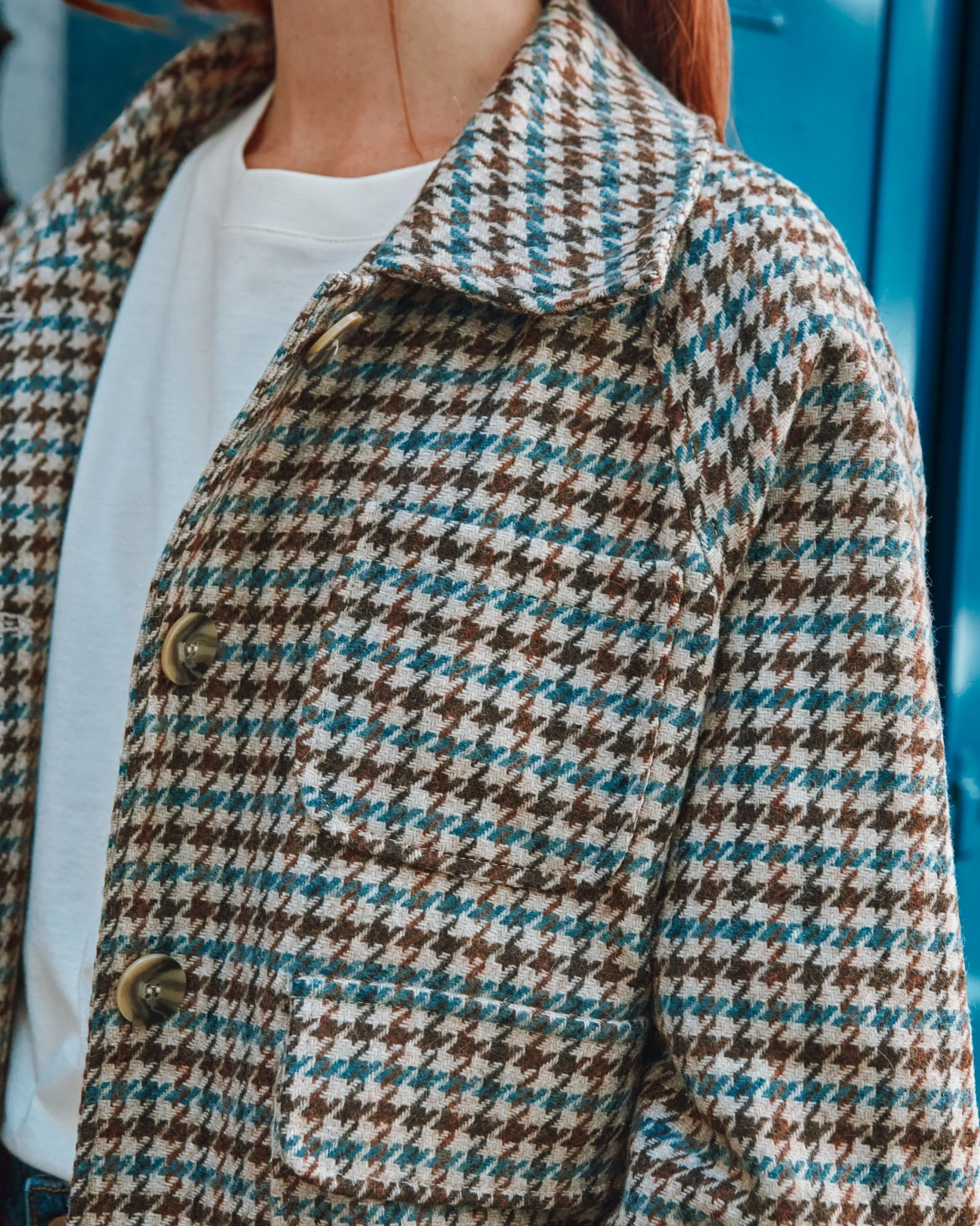 Blouson - Pied de coq beige et marron – Image 7