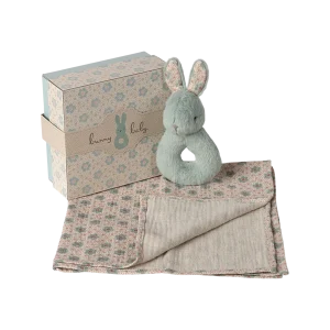 Coffret hochet lapin menthe - Maileg