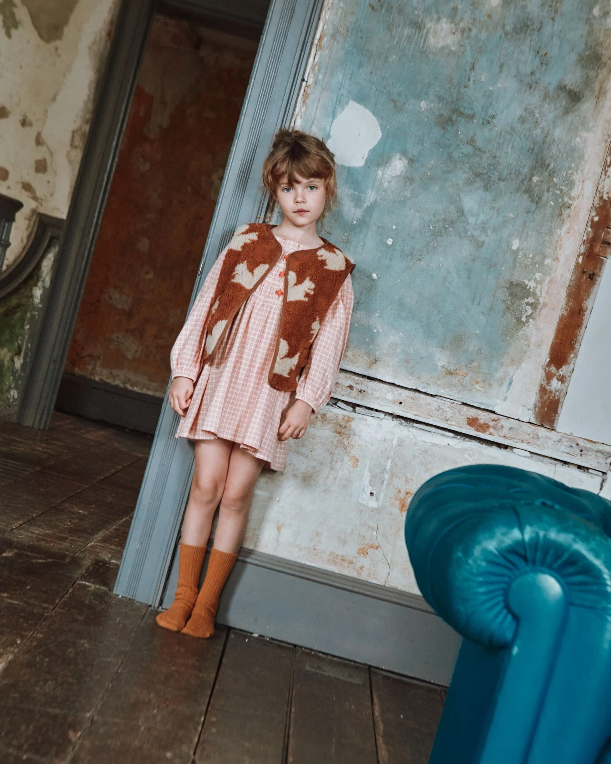 Robe - Smocké à carreaux rose – Image 3