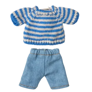 Vêtements grand frère pull rayé bleu et jean