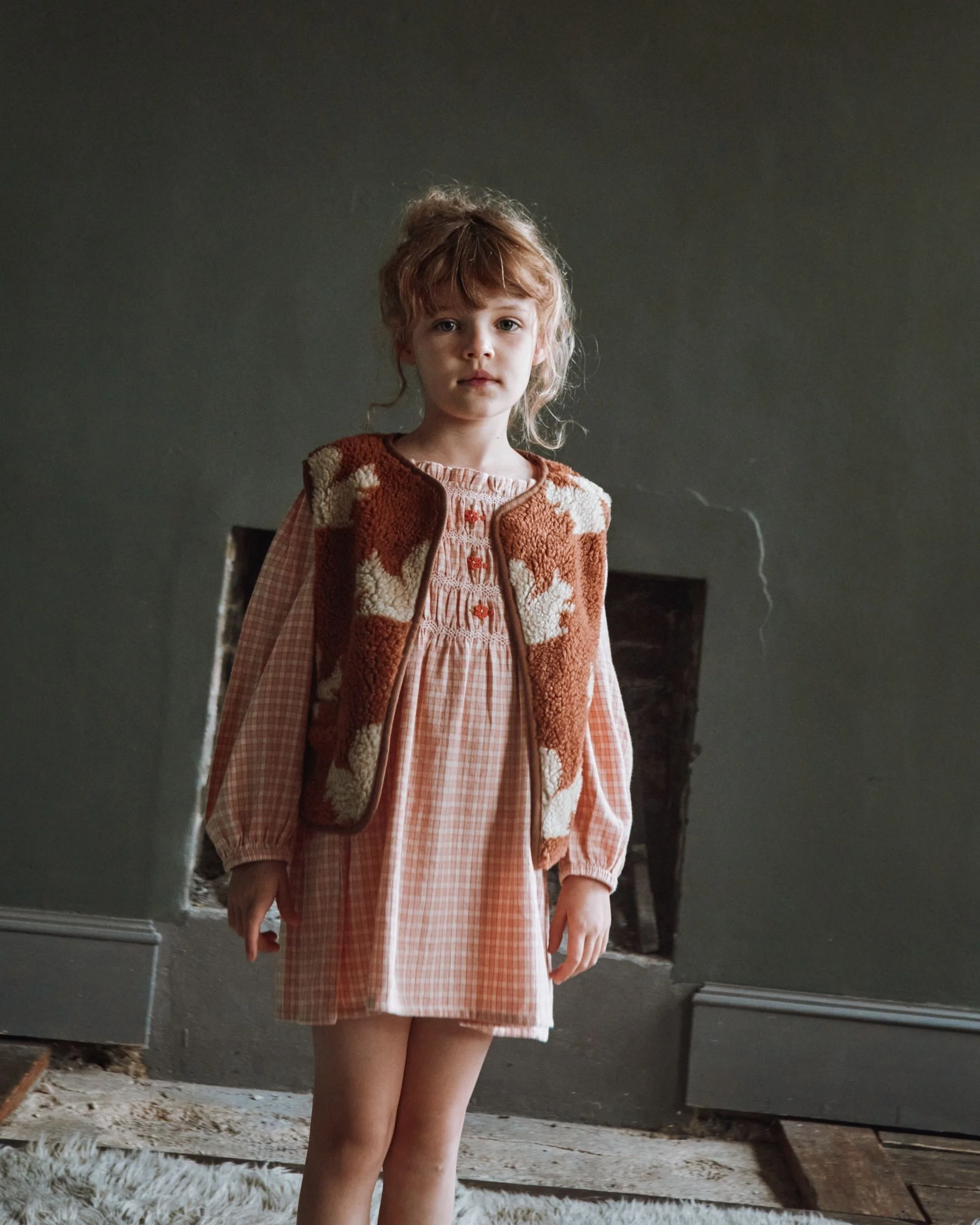 Robe - Smocké à carreaux rose – Image 4