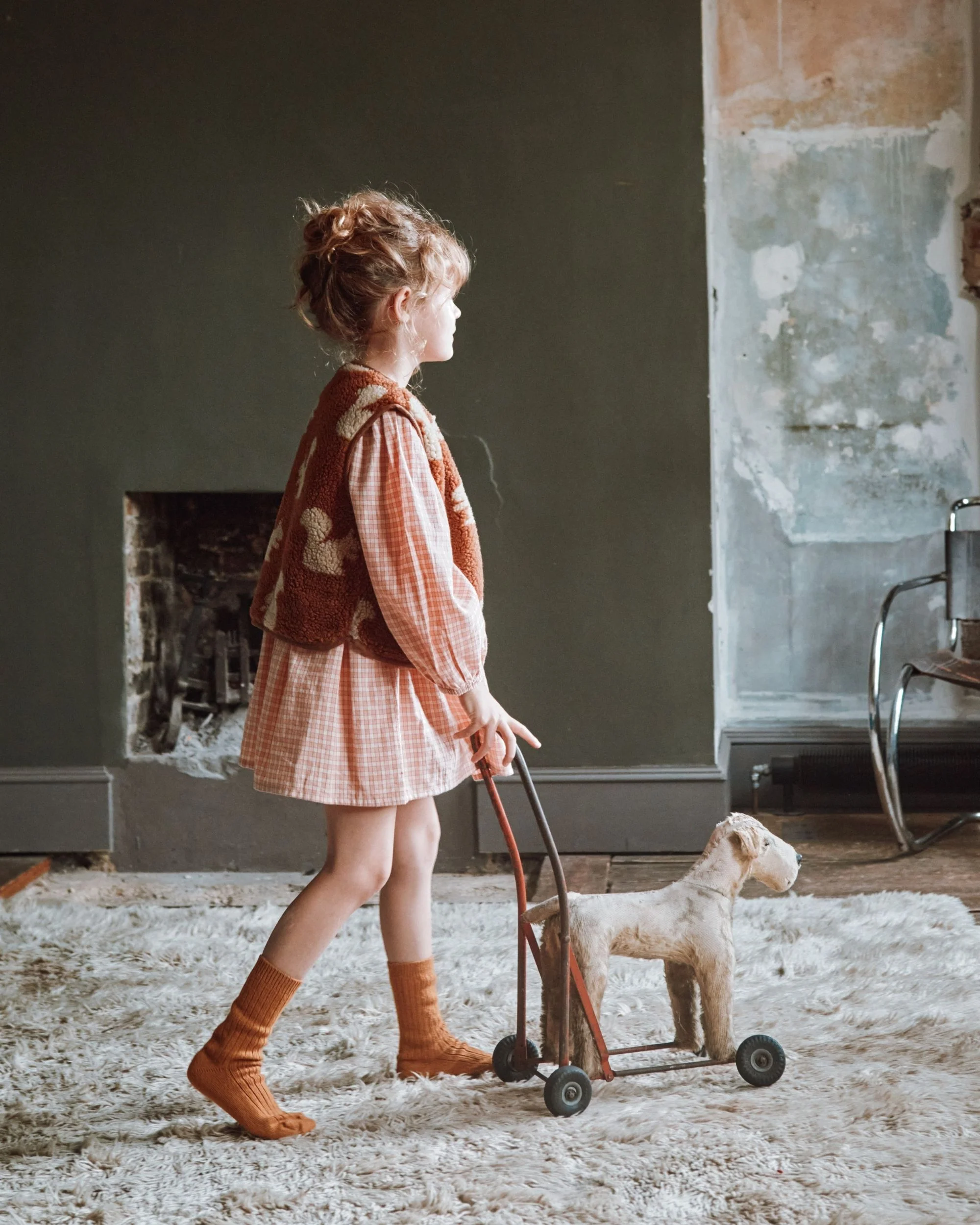 Robe - Smocké à carreaux rose – Image 5