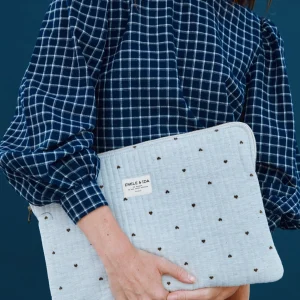 Pochette - Ordinateur coeur gris