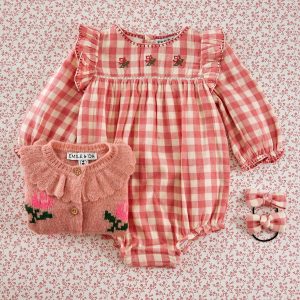 Combibloomer - Brodé vichy rose