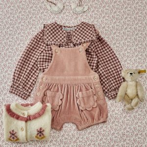 Blouse - Col carré vichy poudre