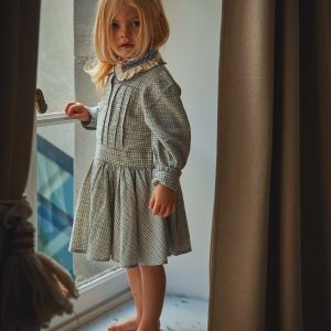 Robe - Col brodé caroline marine