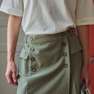 Jupe portefeuille - Carreaux denise vert
