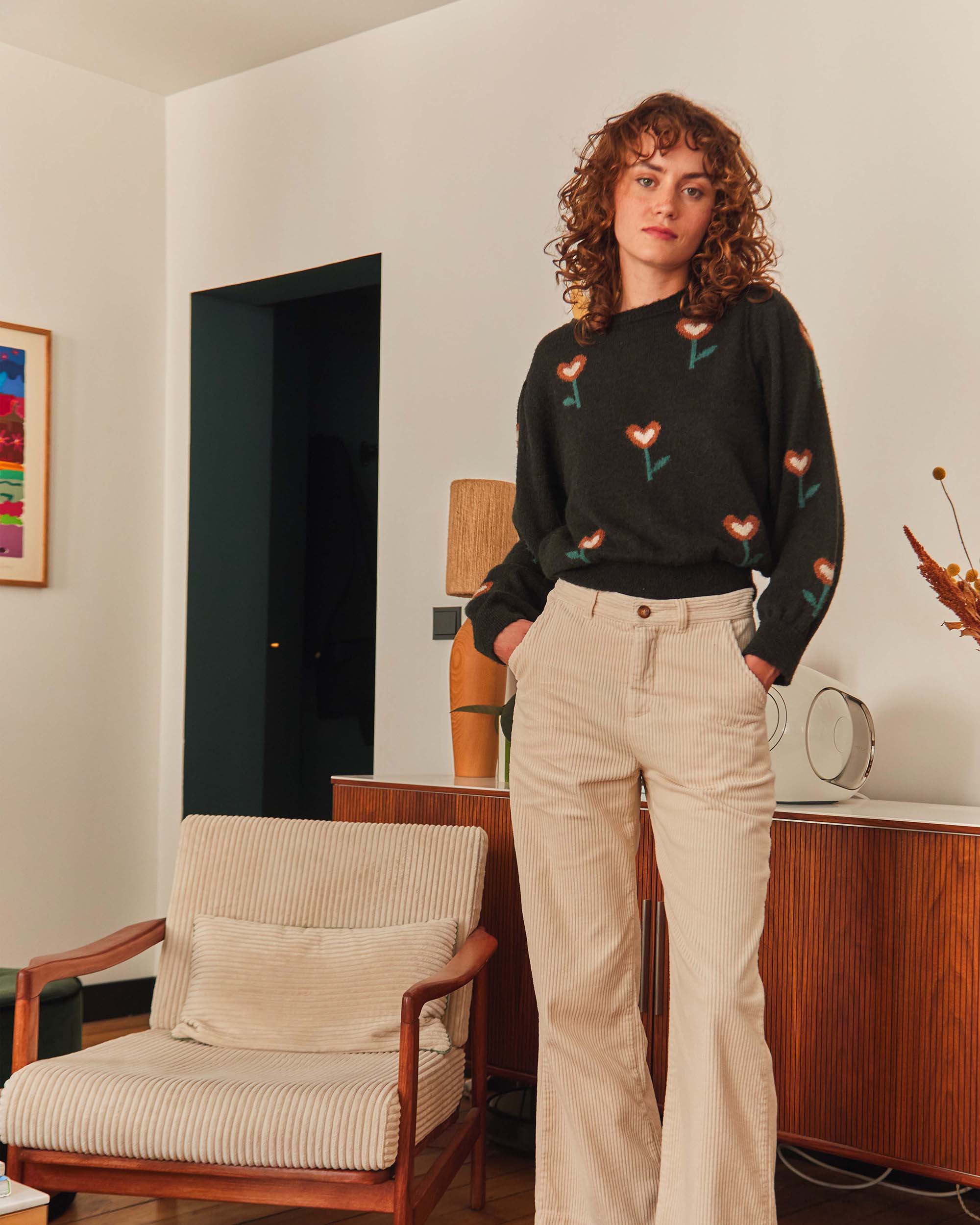 Pantalon - Ample Velours écru