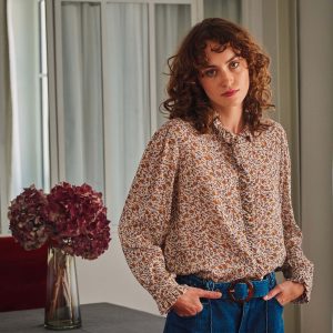 Blouse - Campanule marron et violet
