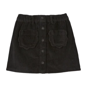 Jupe - Poches fleurs Velours noir