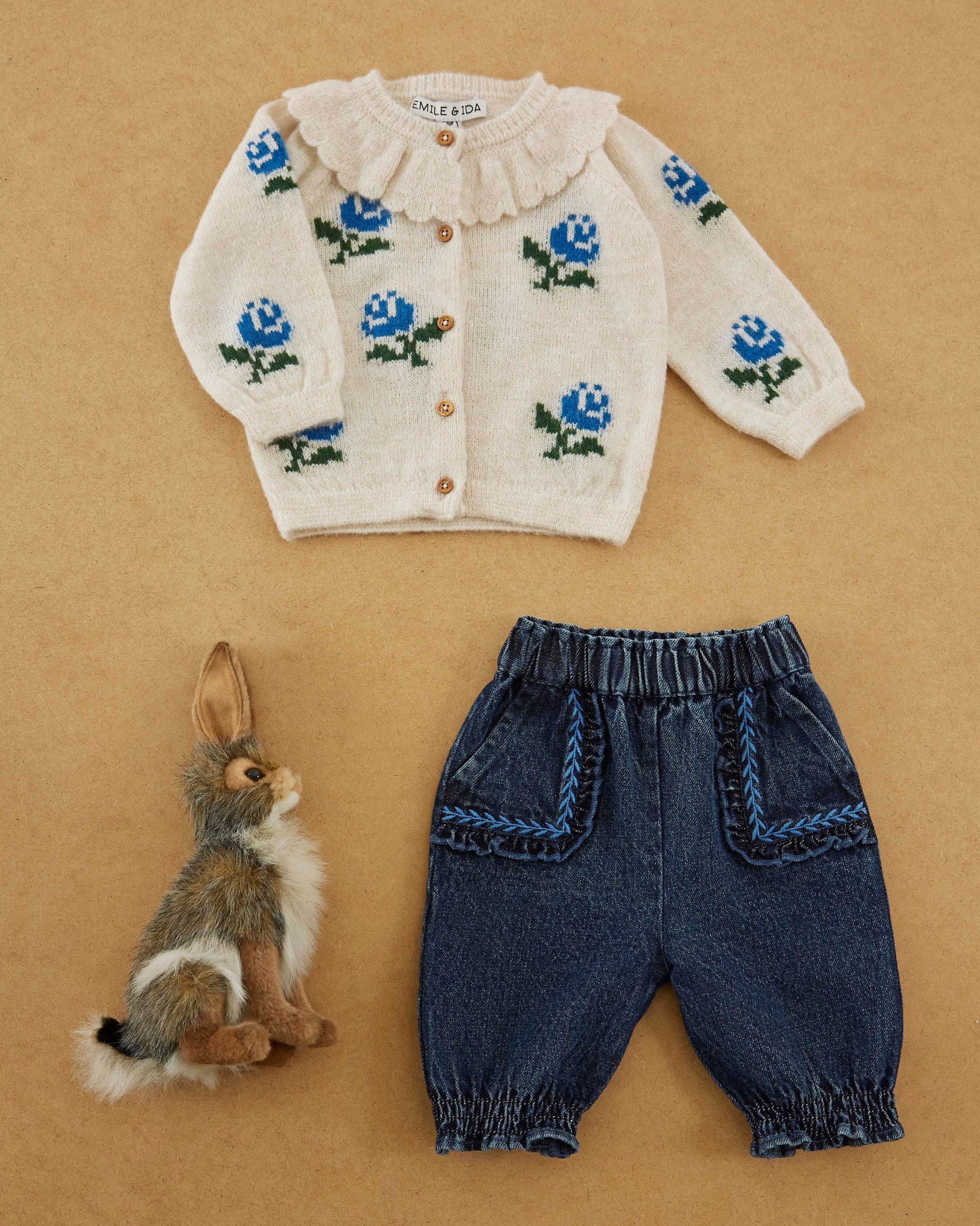 Cardigan - Col volanté fleurs écru – Image 6