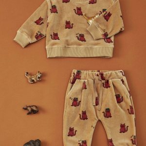 Jogger - Velours chat cool acajou