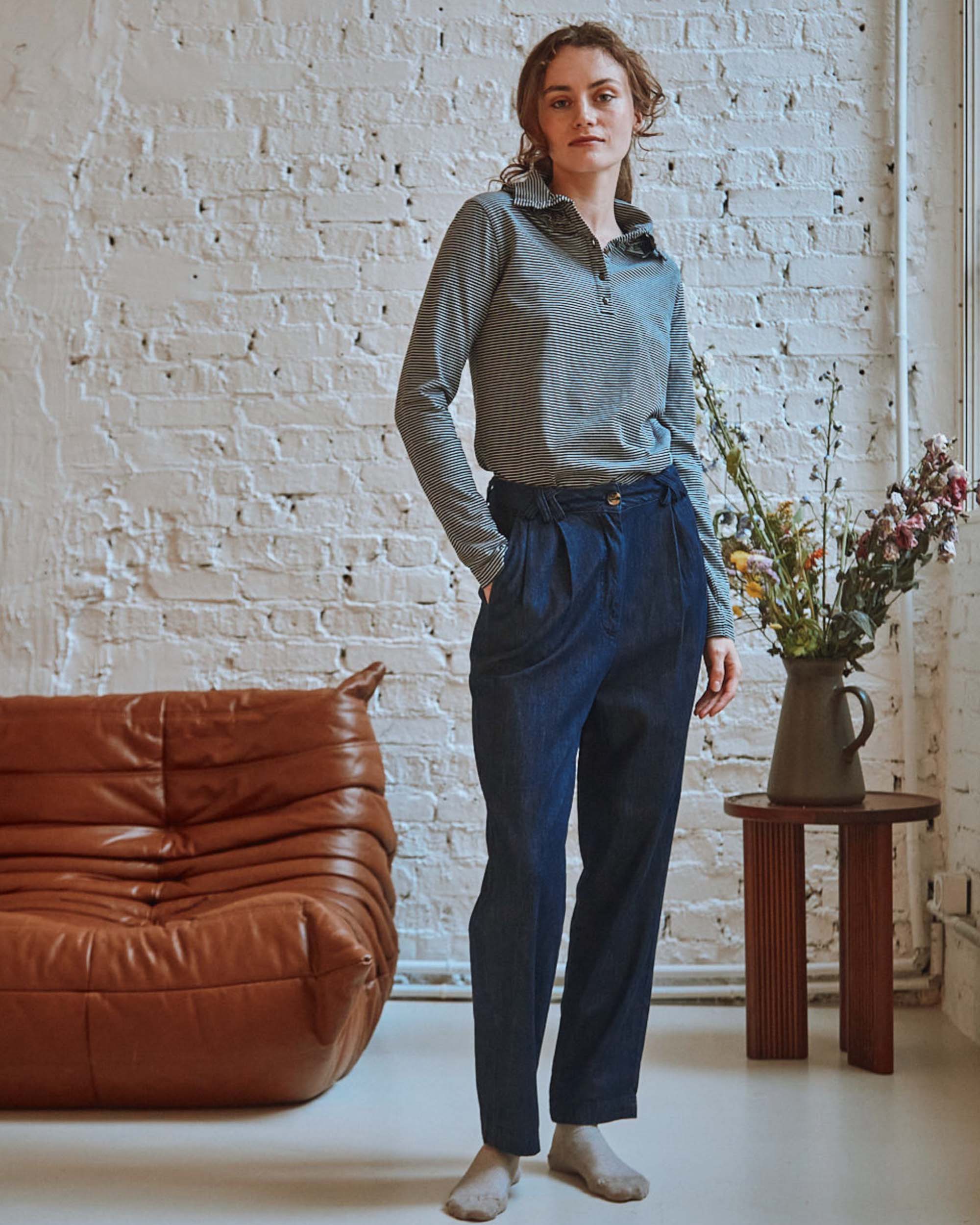 Pantalon - Carotte denim bleu foncé – Image 3