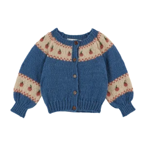 Cardigan - Jacquard à motifs pomme bleu