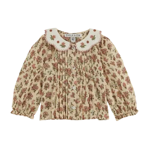 Blouse - Col brodé champêtre rose