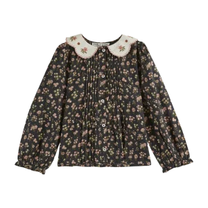 Blouse - Col brodé champêtre noir