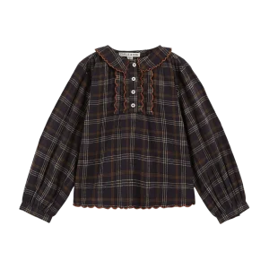 Blouse - Festonné carreaux gavin bitume