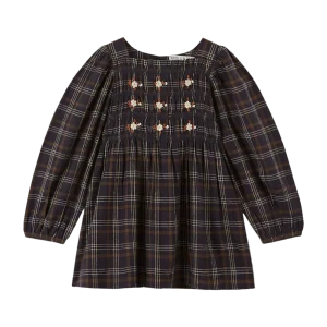 Robe - Smocké carreaux gavin bitume