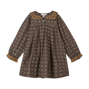 Robe - Col marin carreaux et fleurs noir
