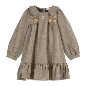 Robe - Vintage brodé brun chiné