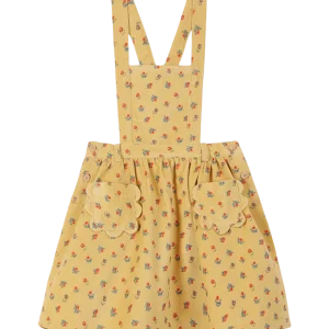 Robe tablier - Velours à fleurs jaune