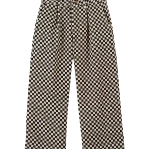 Pantalon - Droit Velours damier noir et blanc