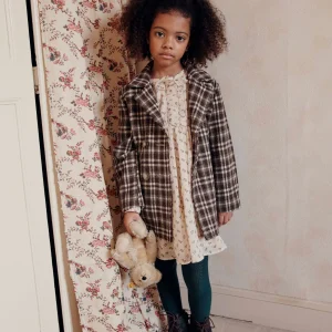 Manteau - Laine carreaux chocolat