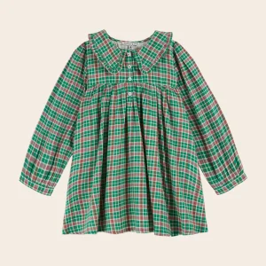 Robe - Ample à carreaux vert et rose