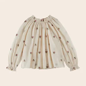 Blouse - Fleurs point de croix écru