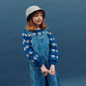 Salopette - Velours Marguerite bleu