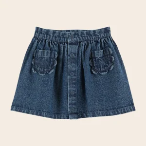 Jupe - Poches fleurs denim