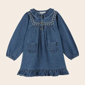 Robe - Brodé denim bleu