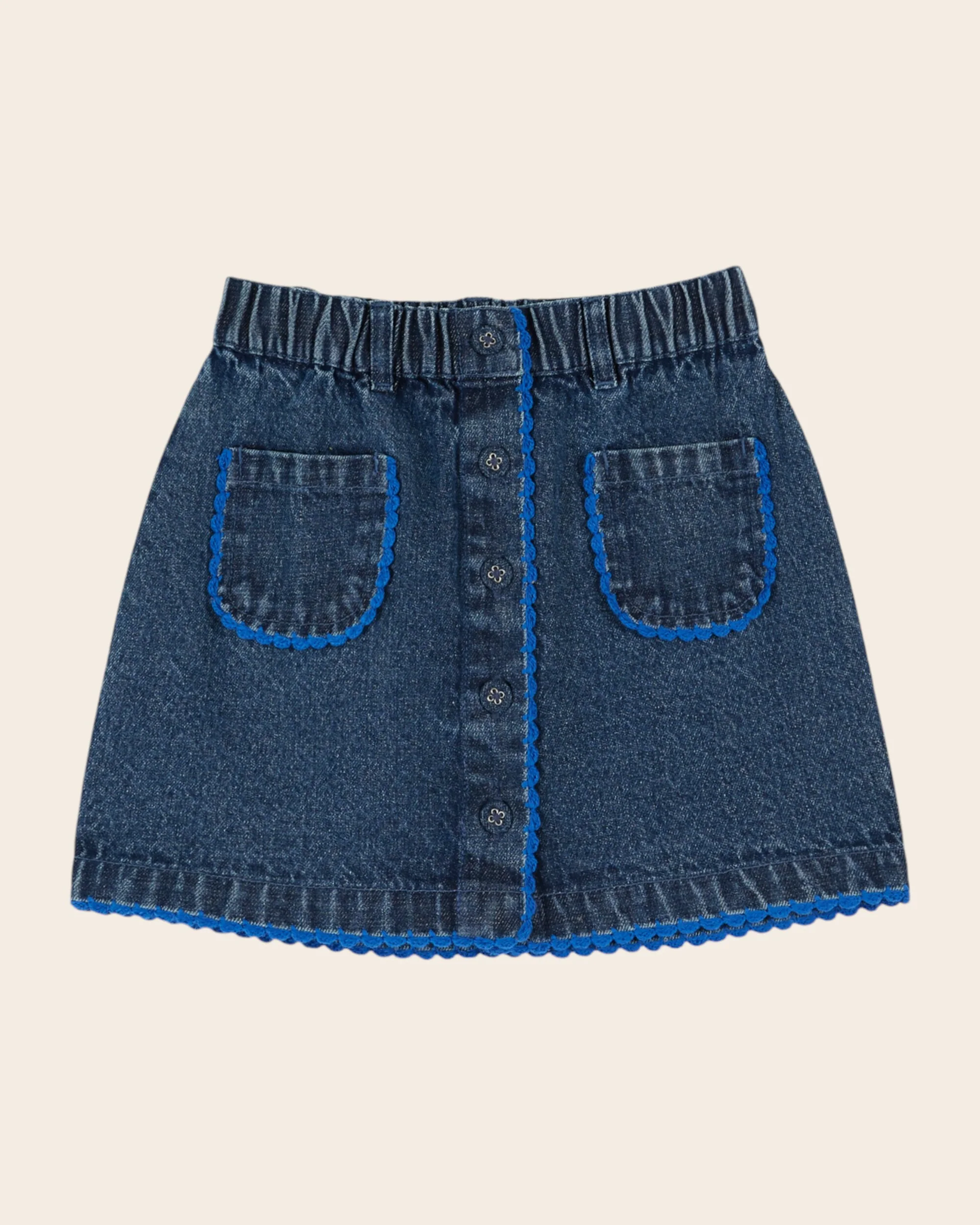 Jupe - Denim festonnée bleu – Image 2