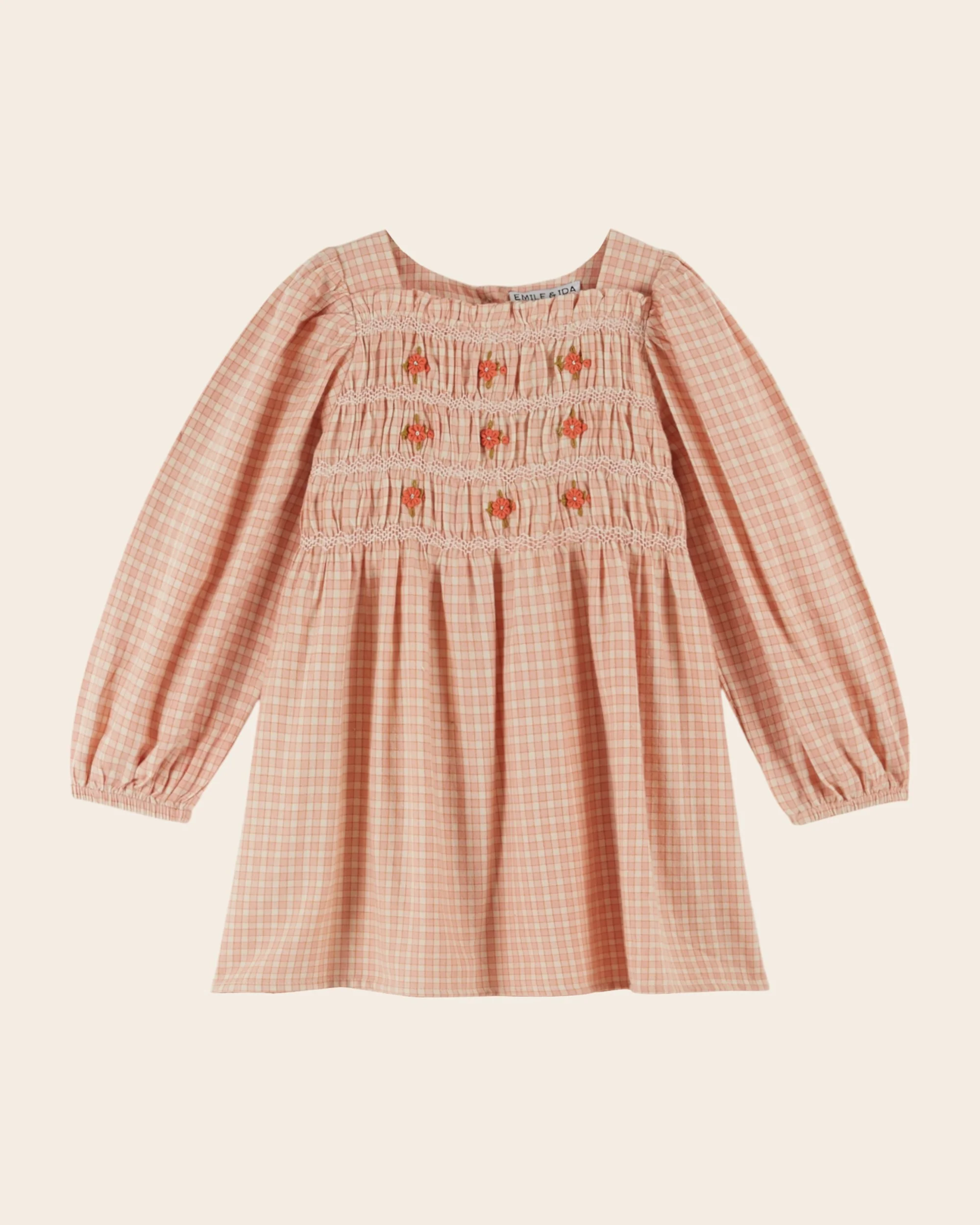 Robe - Smocké à carreaux rose – Image 6