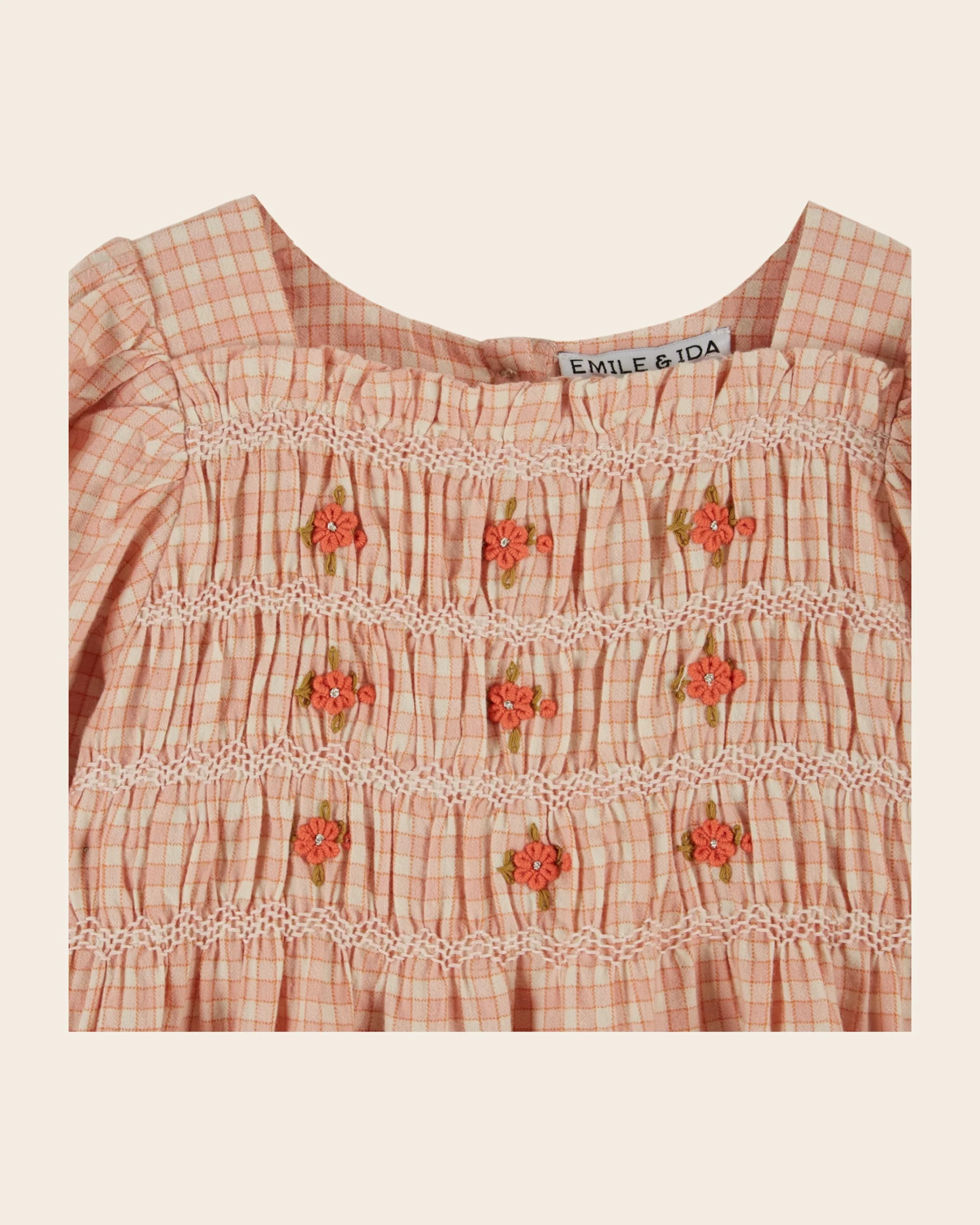 Robe - Smocké à carreaux rose – Image 7