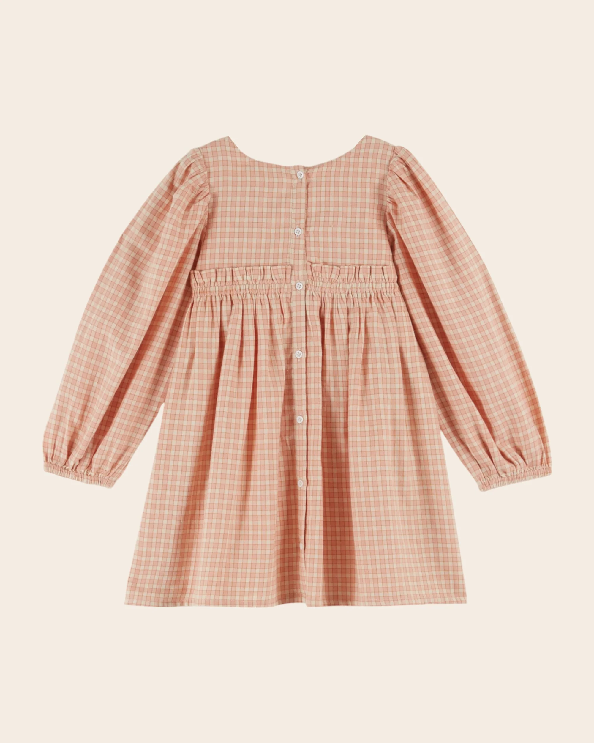 Robe - Smocké à carreaux rose – Image 8