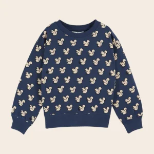 Sweat - Écureuils coton bio bleu nuit