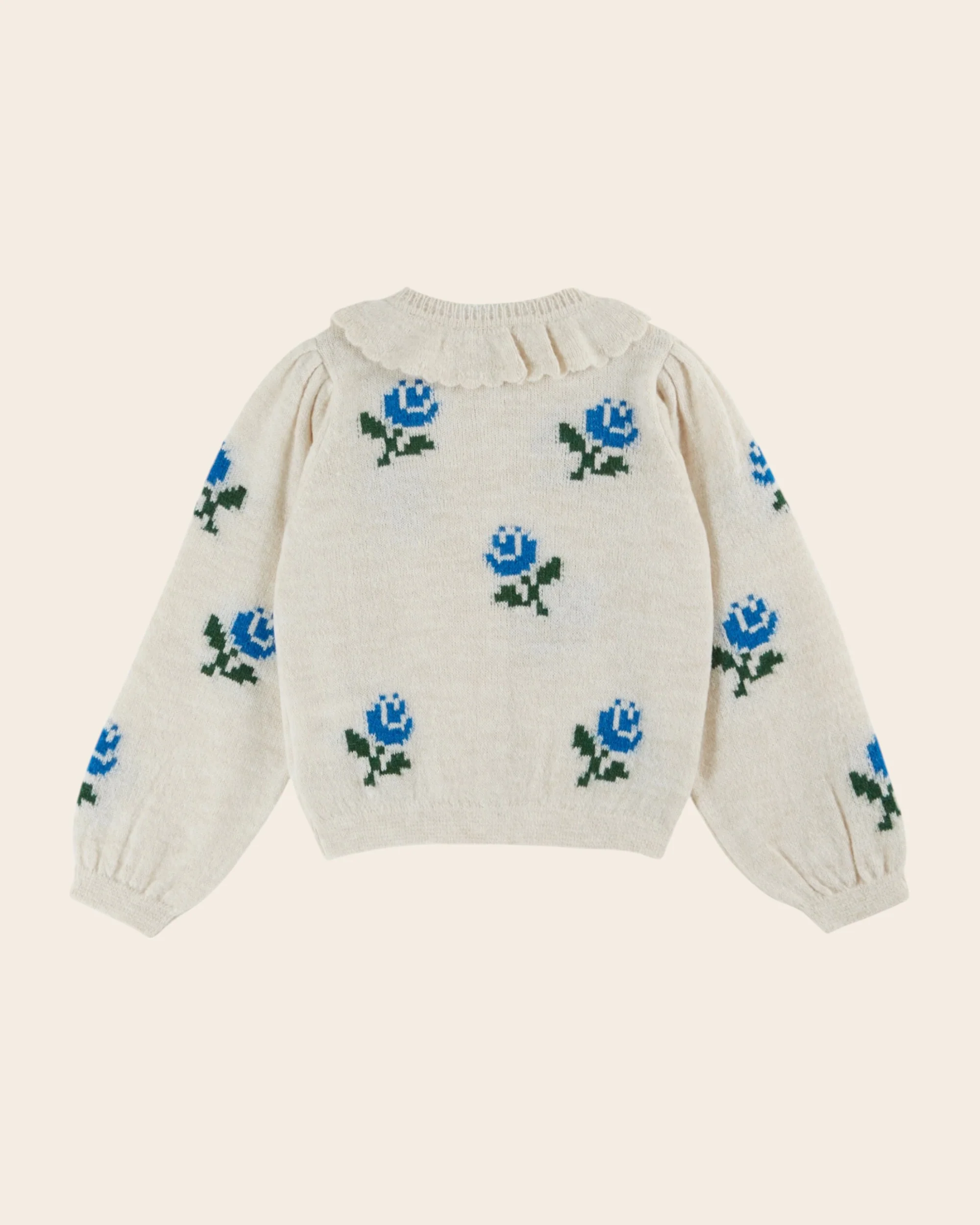Cardigan - Col volanté fleurs écru – Image 7