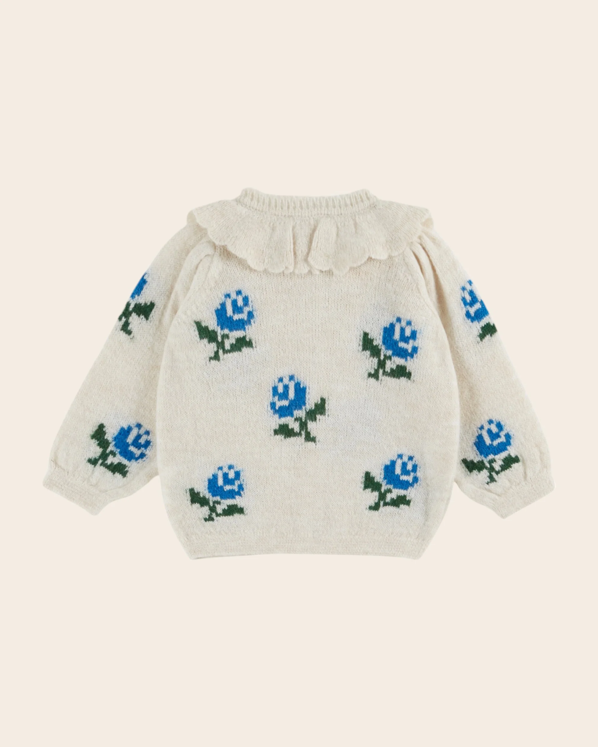 Cardigan - Col volanté fleurs écru – Image 9