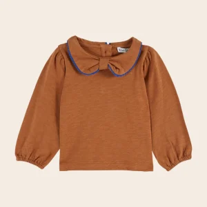 T-shirt - Col noeud coton bio caramel