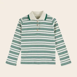 Polo - Rayures coton bio vert