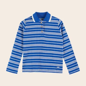 Polo - Rayures coton bio bleu royal