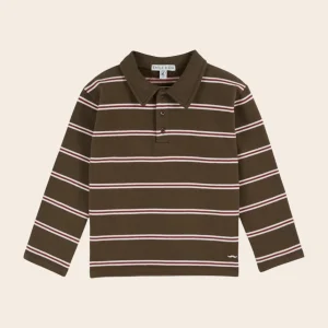 Polo - Molleton rayures coton bio kaki