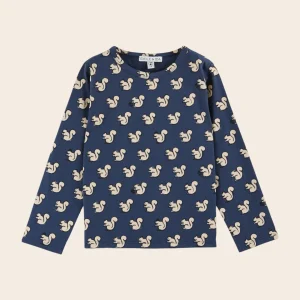 T-shirt - Écureuils coton bio bleu nuit