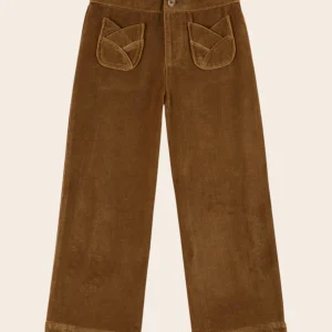 Pantalon - Velours poches tulipe bronze