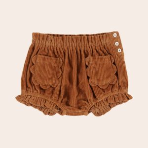 Bloomer - Velours poches fleurs caramel