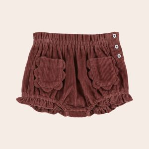 Bloomer - Velours poches fleurs bois de rose